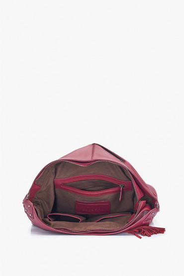 Bhogi burgundy leather large hobo bag