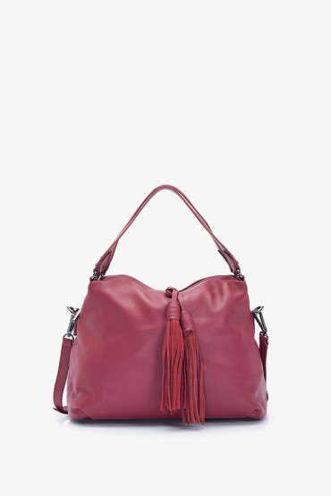Bhogi burgundy leather hobo bag