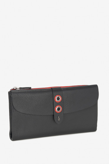 Apus women's black leather large wallet