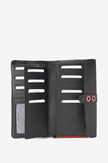 Apus women's black leather large wallet