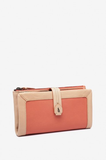 Large women's orange leather wallet