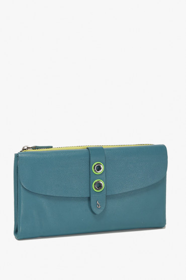 Apus women's blue leather large wallet