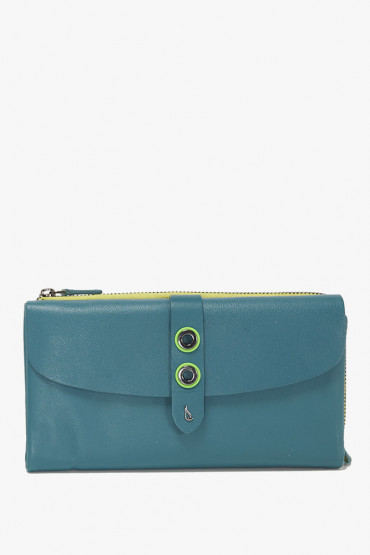 Apus women's blue leather large wallet