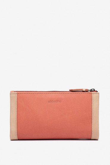 Large women's orange leather wallet