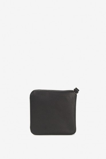 Apus women's black leather square coin purse