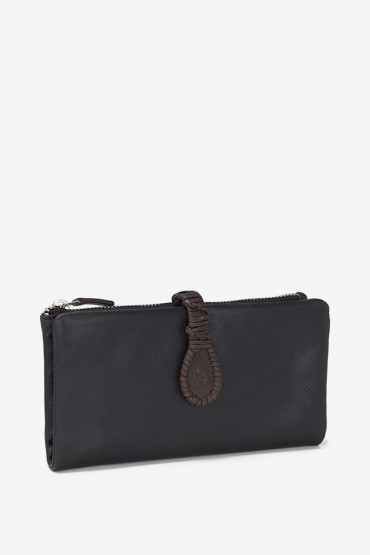 Ochropus women's black leather large wallet