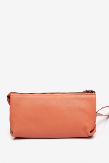 Large women's orange leather coin purse