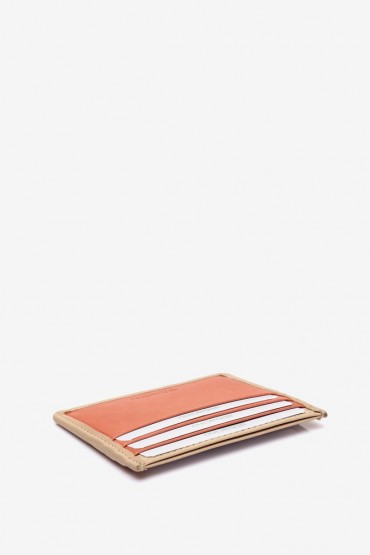 Women's orange leather card holder