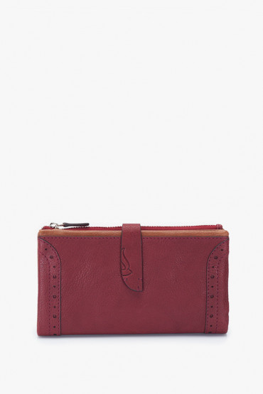 Indra women's burgundy leather large wallet