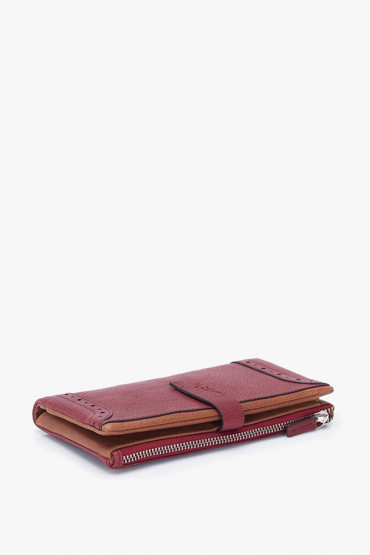 Indra women's burgundy leather large wallet