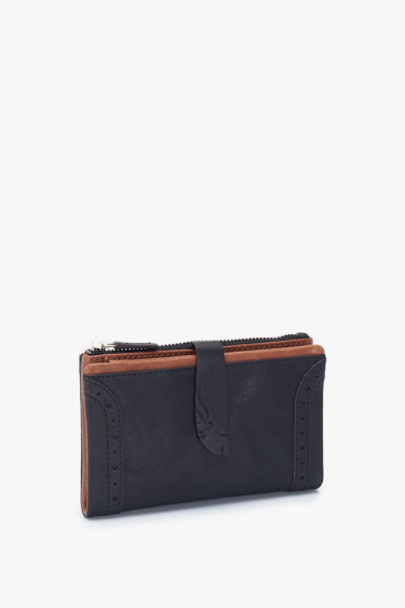 Indra women's black leather medium wallet