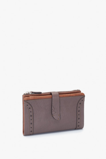 Indra women's taupe leather medium wallet