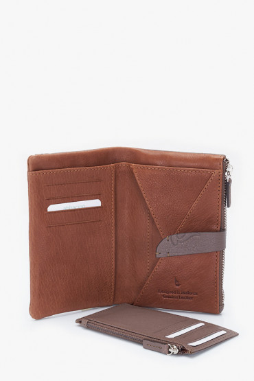 Indra women's taupe leather medium wallet