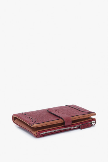 Indra women's burgundy leather medium wallet