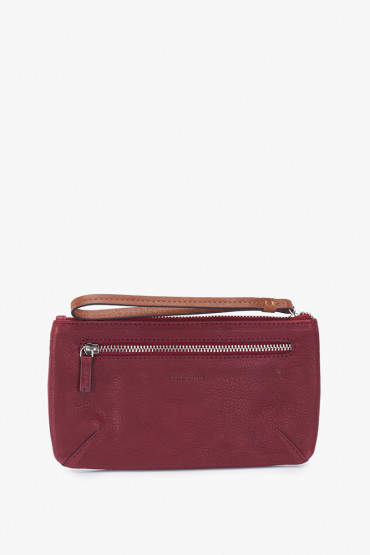 Indra women's burgundy leather cosmetic bag