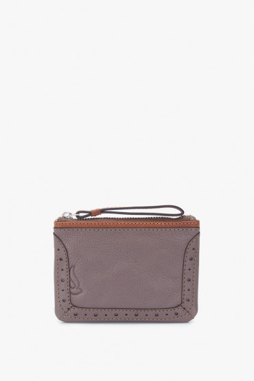 Indra women's taupe leather coin purse