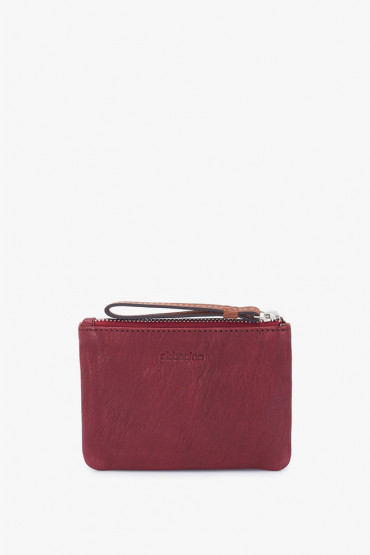 Indra women's burgundy leather coin purse