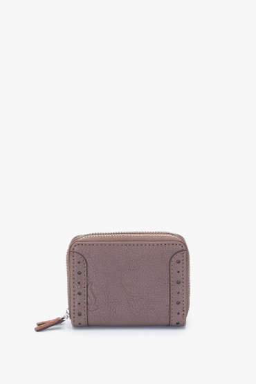 Indra women's taupe leather small wallet