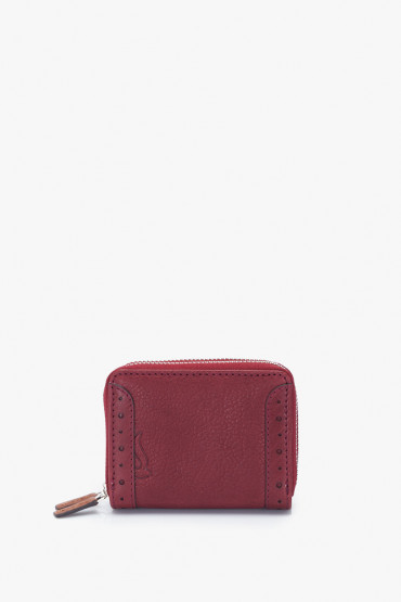 Indra women's burgundy leather small wallet