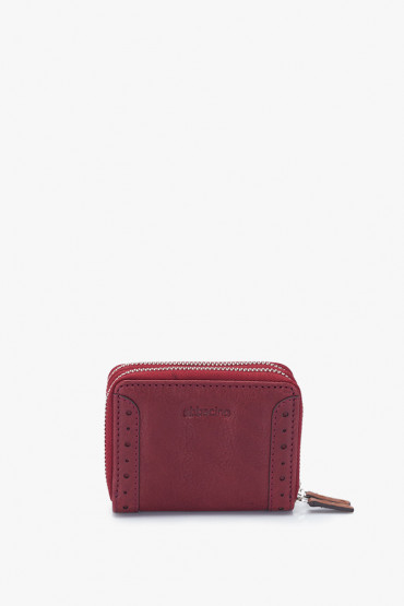Indra women's burgundy leather small wallet