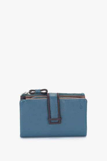 Mahant women's blue leather medium wallet