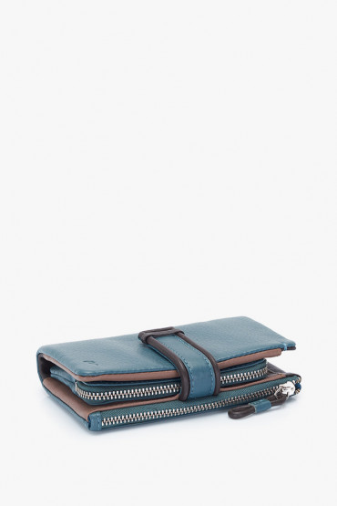 Mahant women's blue leather medium wallet