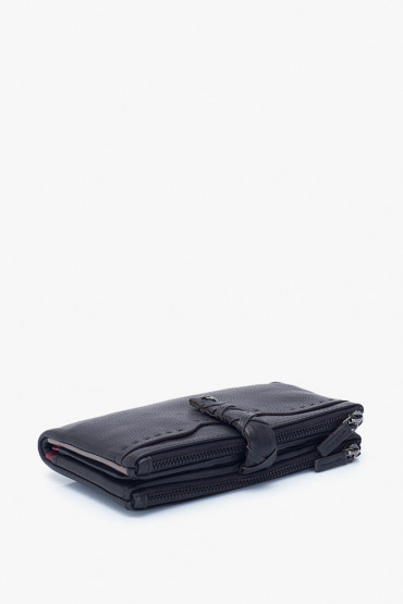 Maitri women's black leather large wallet