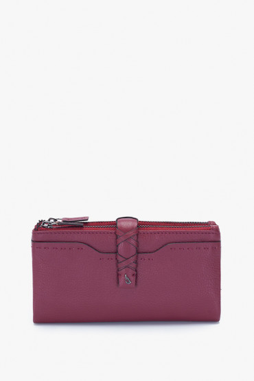 Maitri women's burgundy leather large wallet