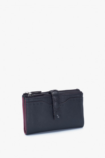 Maitri women's black leather medium wallet