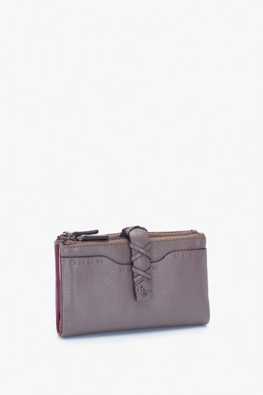 Maitri women's taupe leather medium wallet
