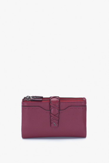 Maitri women's burgundy leather medium wallet
