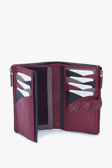 Maitri women's burgundy leather medium wallet