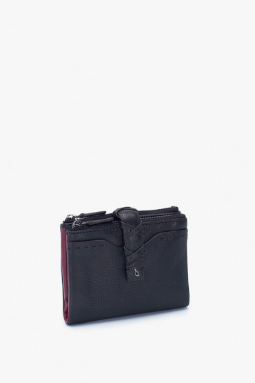 Maitri women's black leather small wallet