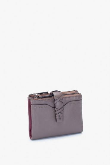 Maitri women's taupe leather small wallet