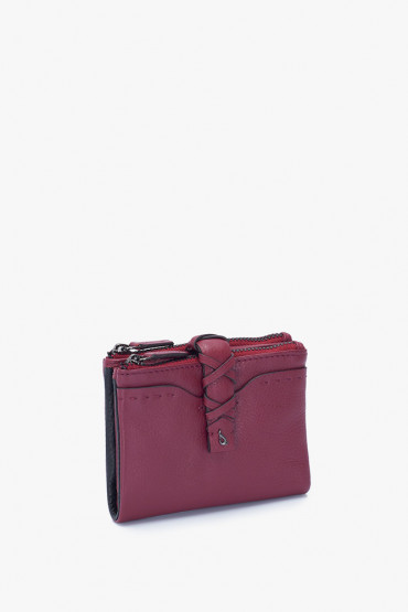 Maitri women's burgundy leather small wallet