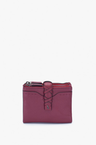 Maitri women's burgundy leather small wallet