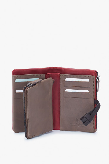Deha women's red leather medium wallet