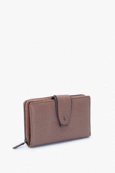 Maya women's taupe leather large wallet