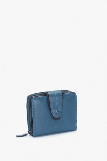 Maya women's blue leather small wallet