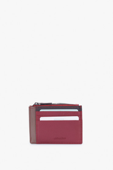 Maya red leather card holder