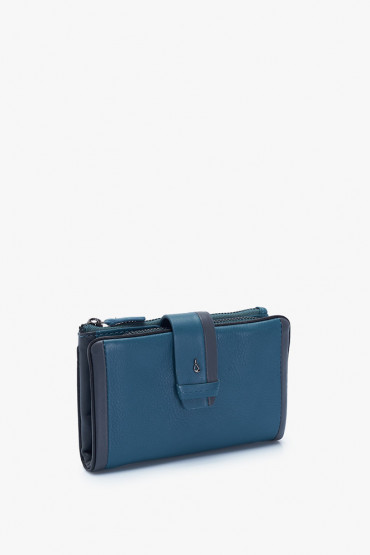 Mouna women's blue leather medium wallet