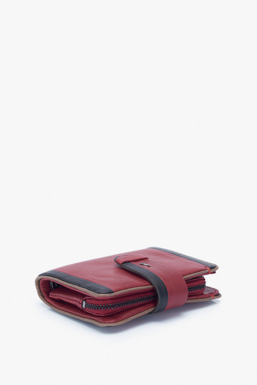 Mouna women's burgundy leather small wallet