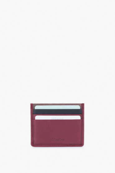 Mouna women's burgundy leather card holder