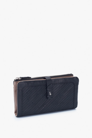 Parama women's black leather large wallet