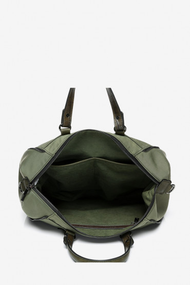 Iyengar green padded patchwork shopper bag