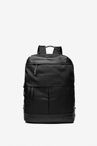 Men's black backpack in recycled materials