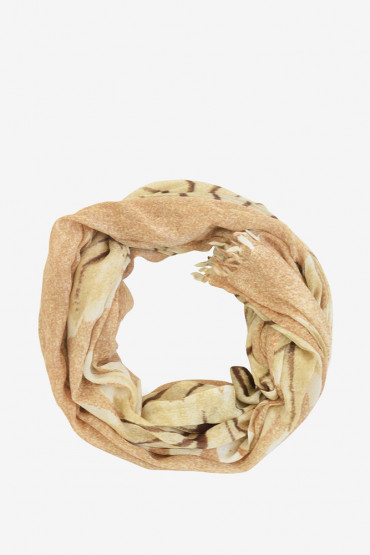 Women's beige print woollen scarf