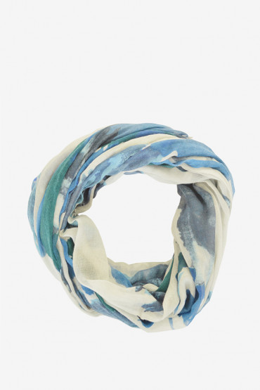 Women's blue print woollen scarf