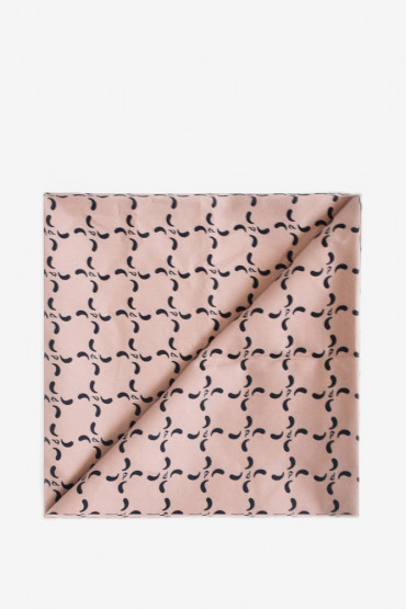 Pañuelo de lana y modal estampado geométrico rosa