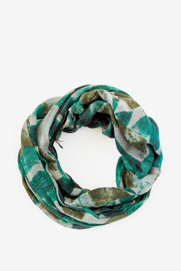 Women's green geometric print woollen scarf